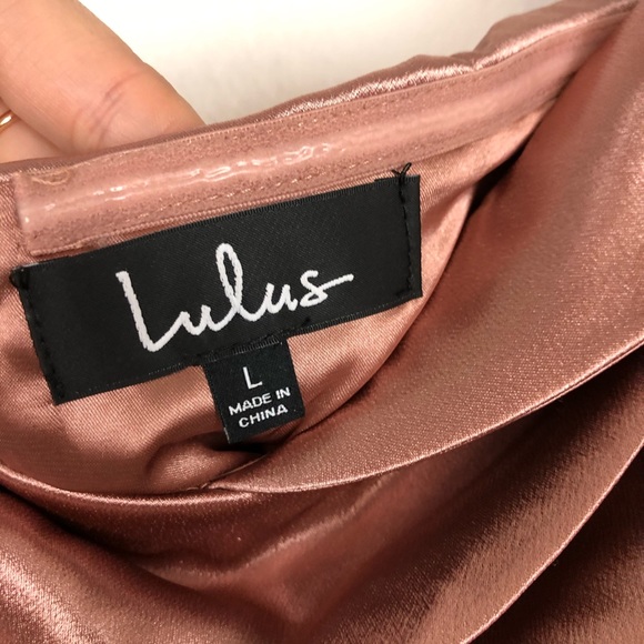 Lulu’s Pink Satin Off the Shoulder Cocktail Dress - Picture 5 of 8